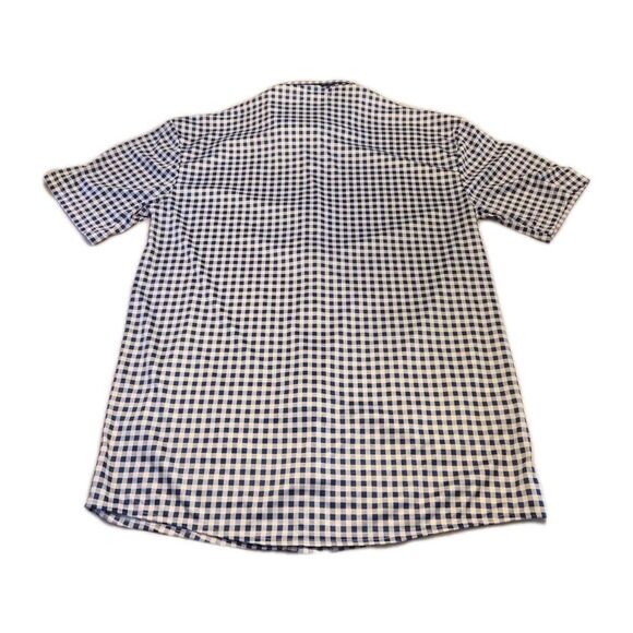 NWOT Collars & Co Mens L Quattro Flex Short Sleeve Button Down Navy Gingham - Picture 3 of 6
